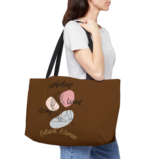 Natural Woman Strong Confident Loved (BL) Weekender Tote Bag BROWN