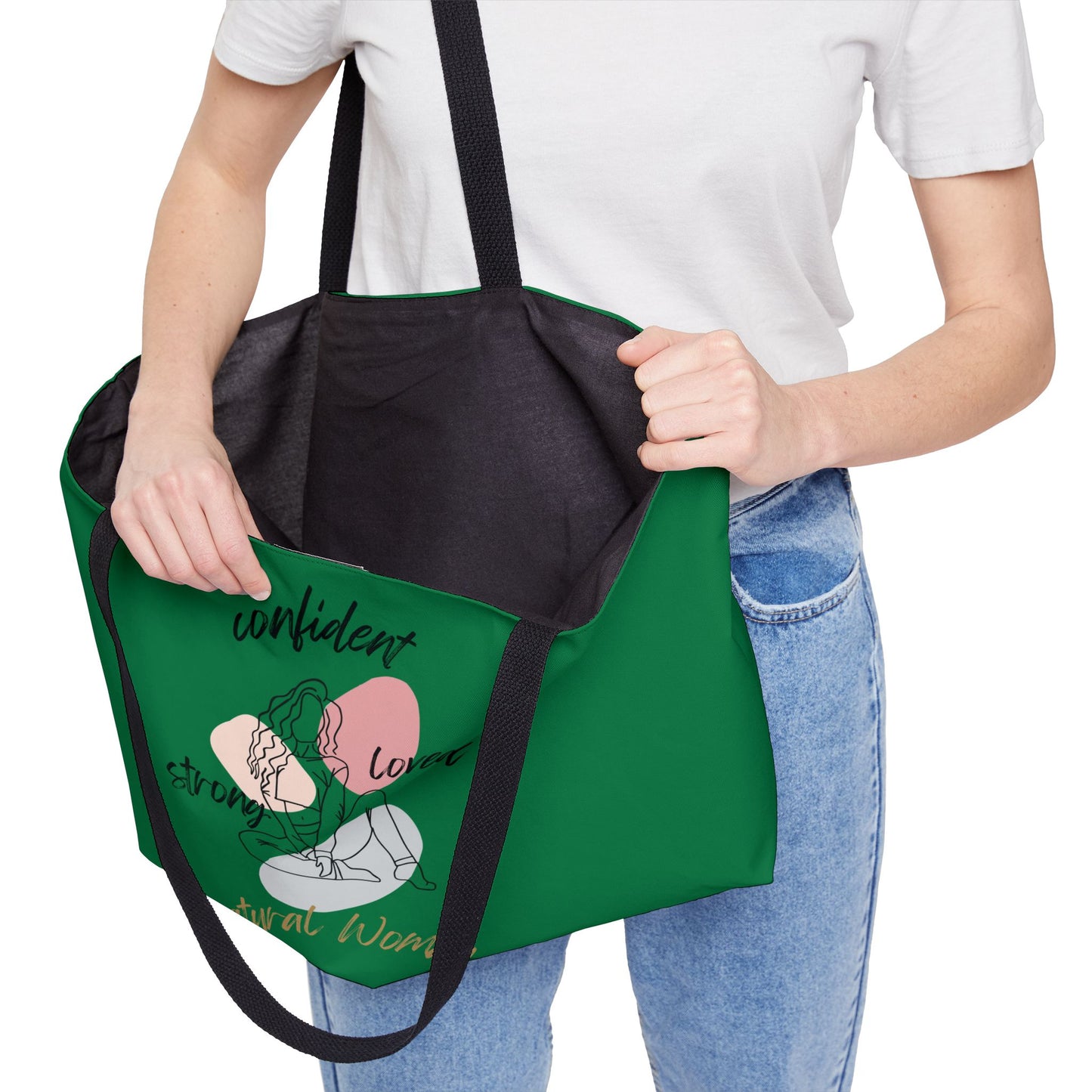 Natural Woman Strong Confident Loved (BL) Weekender Tote Bag DARK GREEN