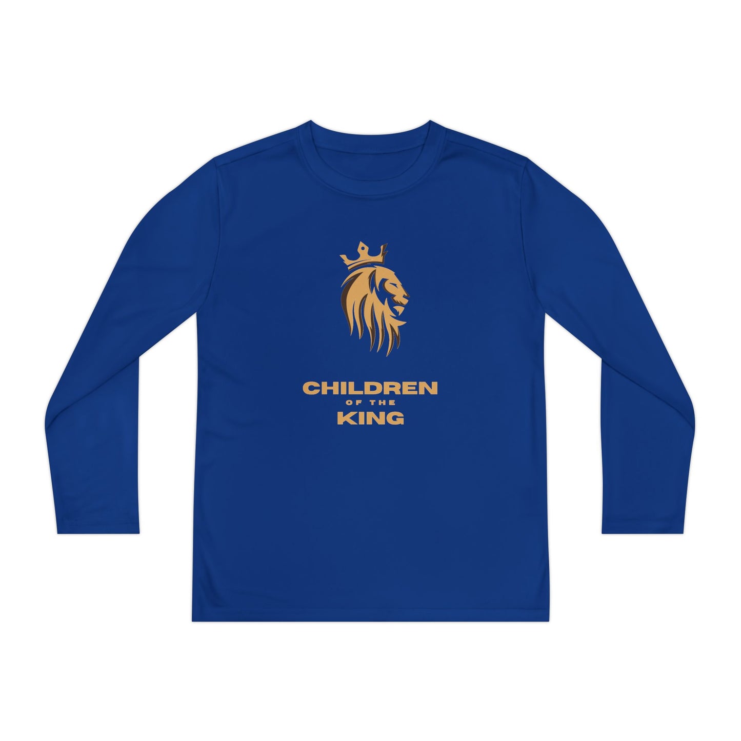 Children of the King Youth Long Sleeve Tee — Golden Lion Crest & Proverbs 22:6