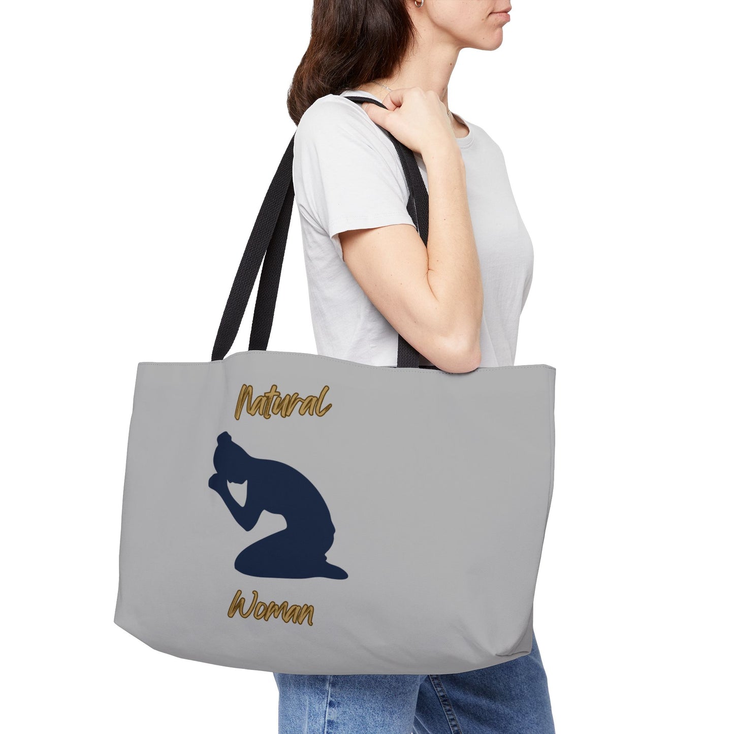 Natural Woman Pray (BL) Weekender Tote Bag LIGHT GREY