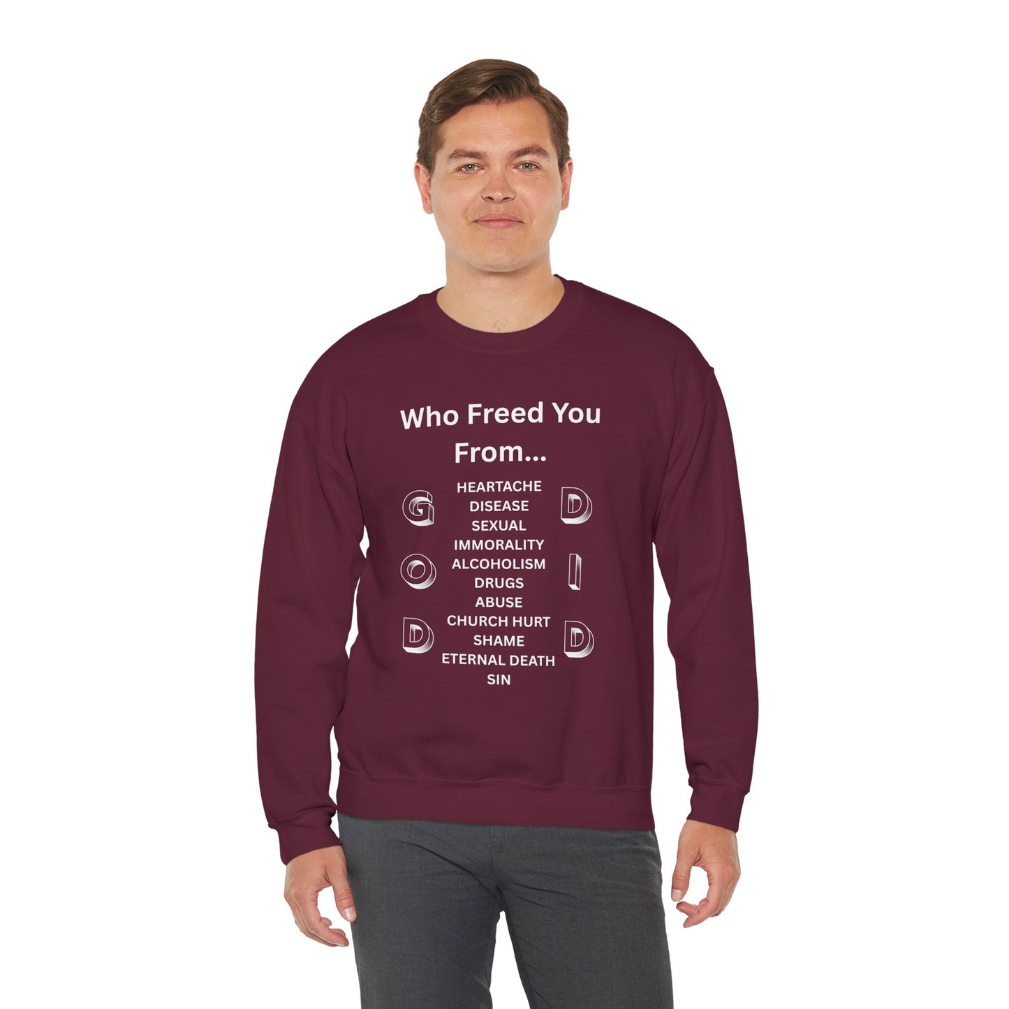 "GOD DID" (WL) Crewneck Sweatshirt w/ Scripture Design (1 John 1:9)