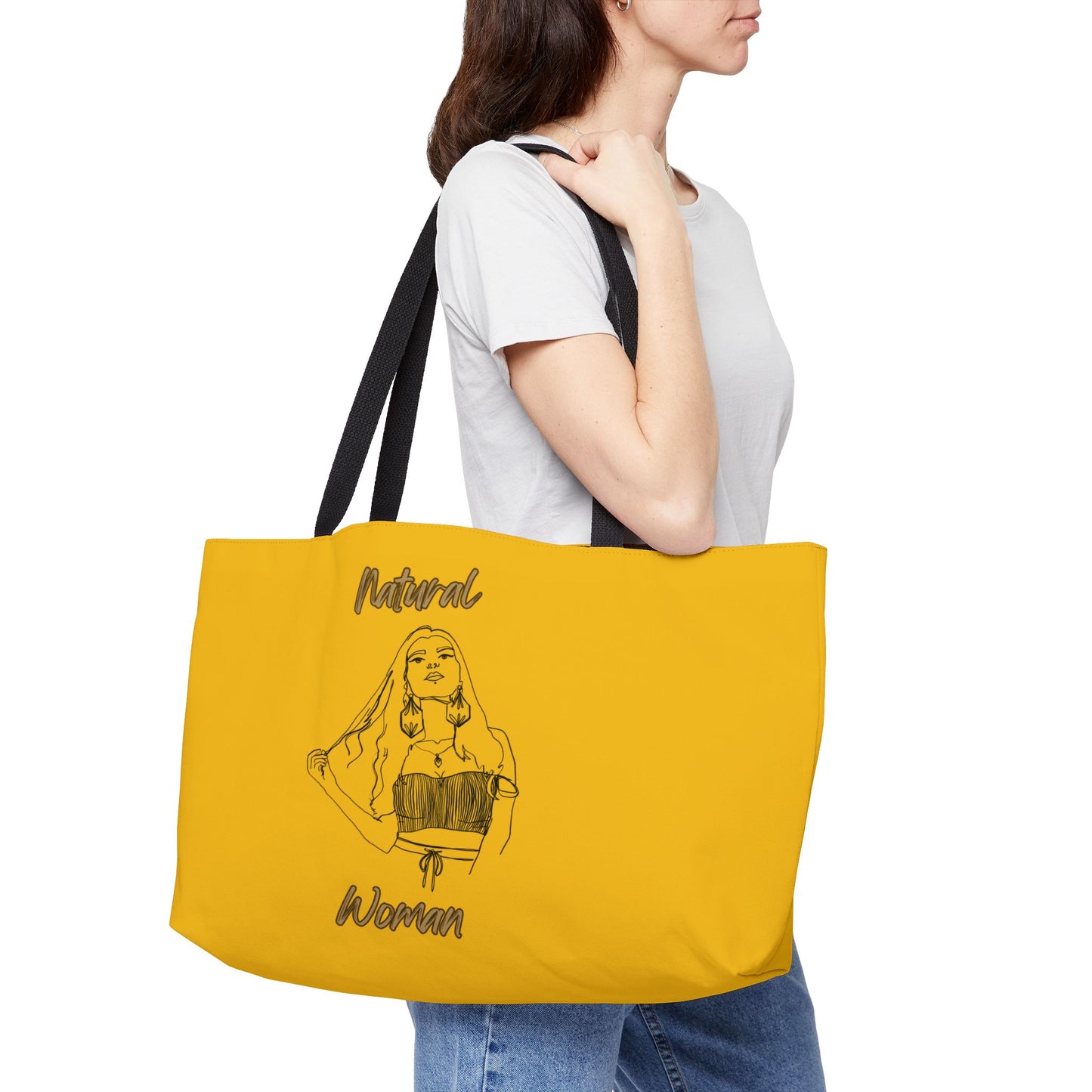 Natural Woman Thinking (BL) Weekender Tote Bag YELLOW