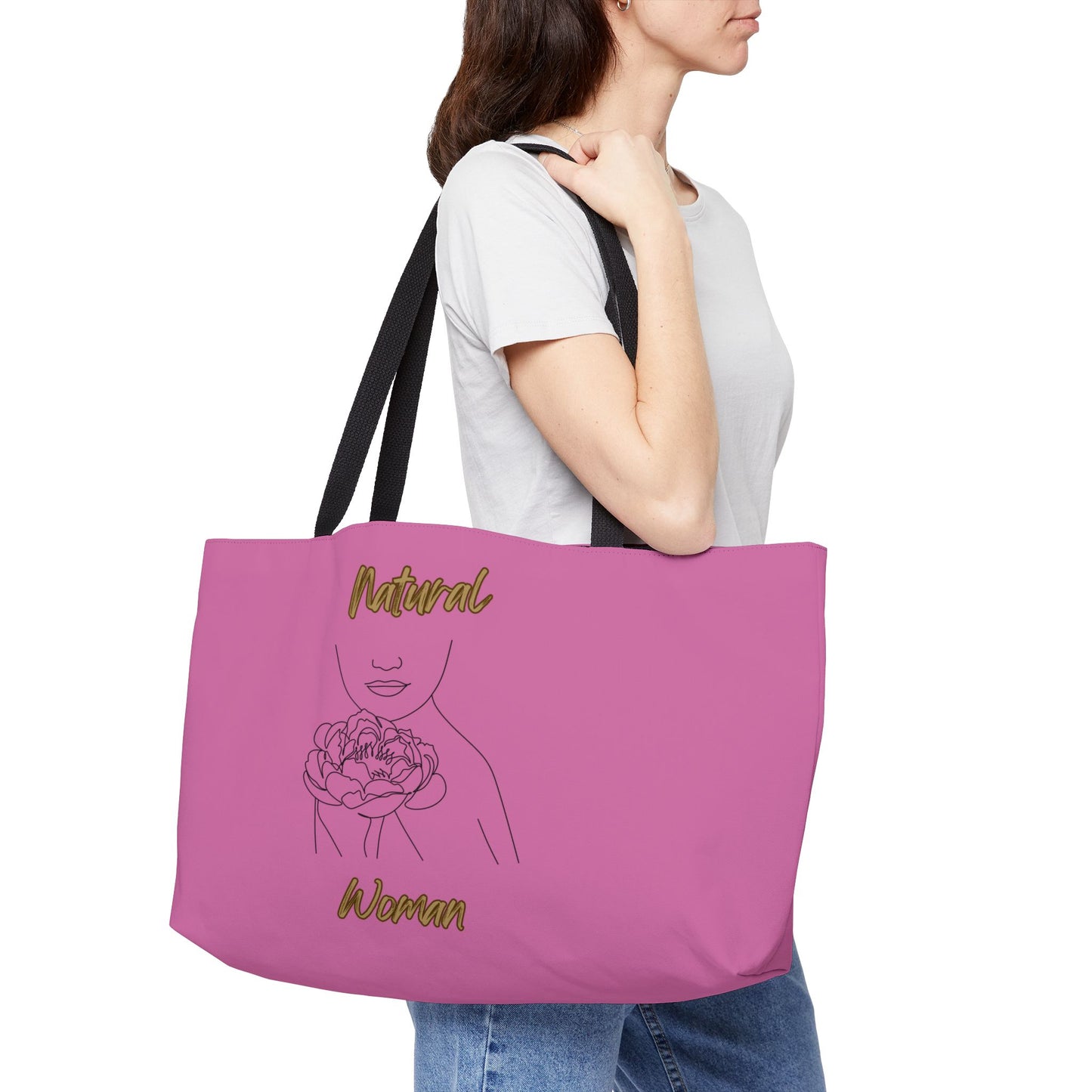 Natural Woman Kissed Flower (BL) Weekender Tote Bag LIGHT PINK