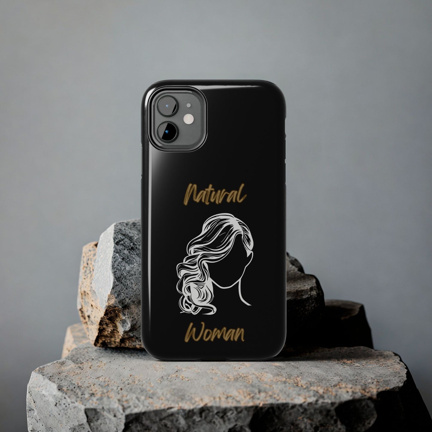 Natural Woman Long Curl (WL)Tough Phone Cases BLACK