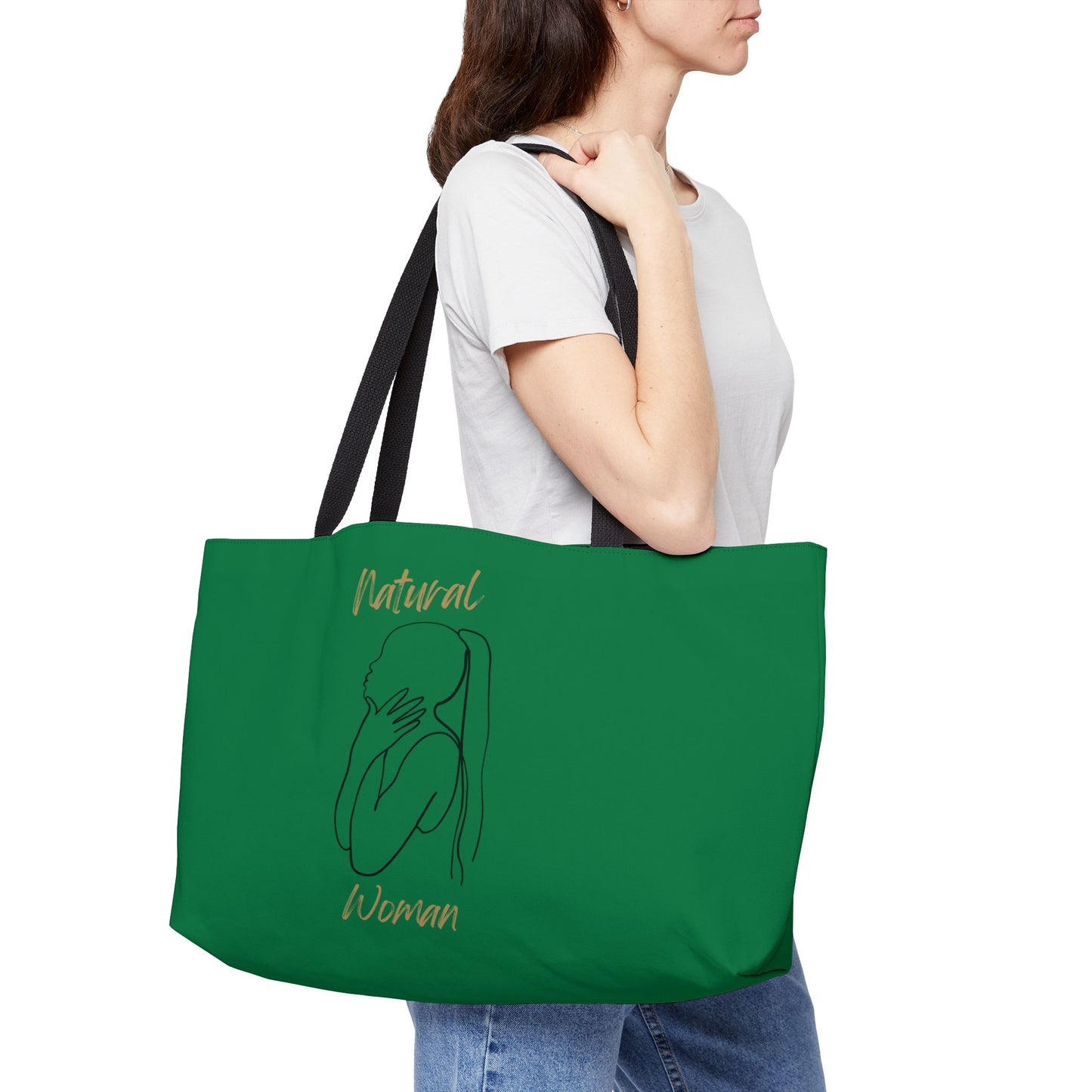 Natural Woman Ponytail (BL) Weekender Tote Bag DARK GREEN