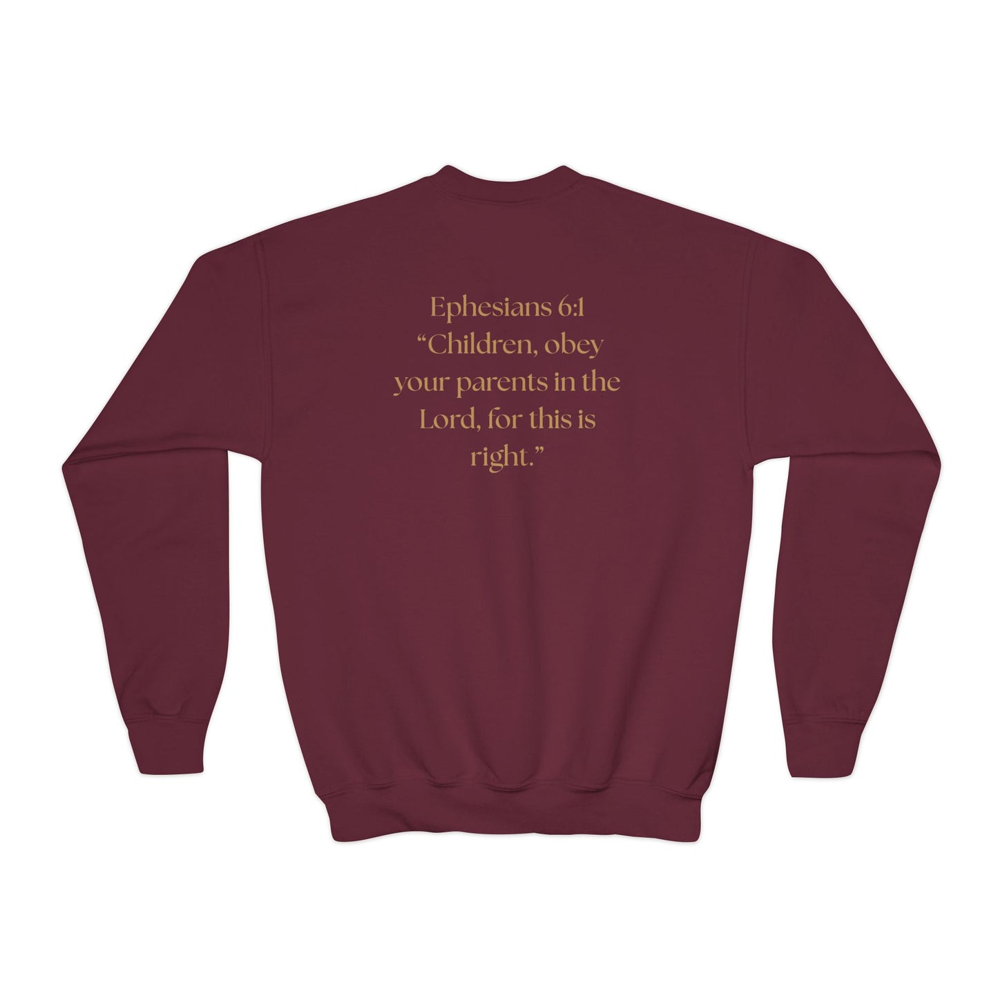 Kingdom Kids Youth Crewneck Sweatshirt - Faith-Inspired, Ephesians 6:1