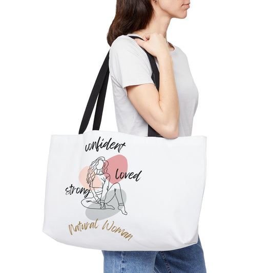 Natural Woman Strong Confident Loved (BL) Weekender Tote Bag WHITE