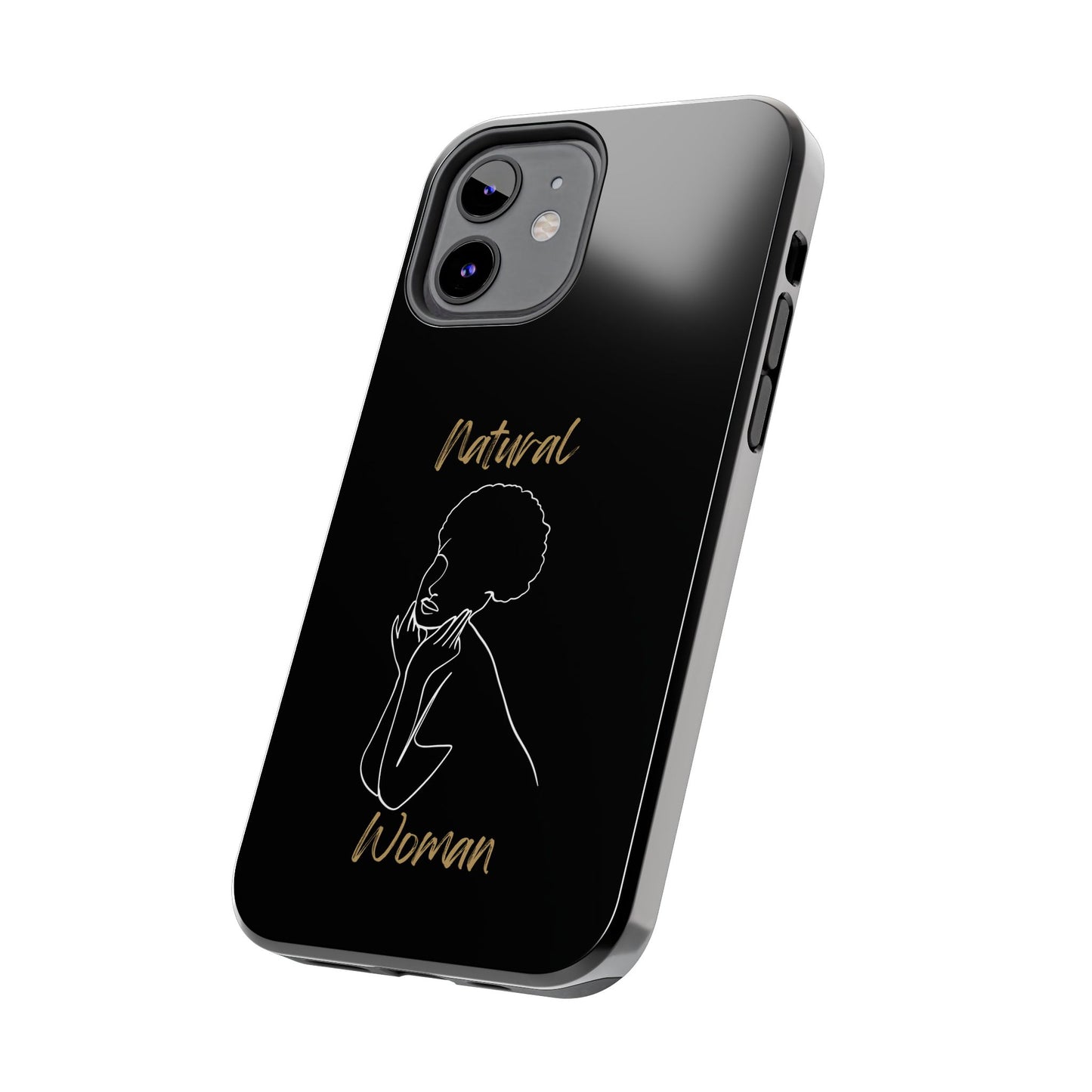 Natural Woman Cute Afro(WL)Tough Phone Cases BLACK