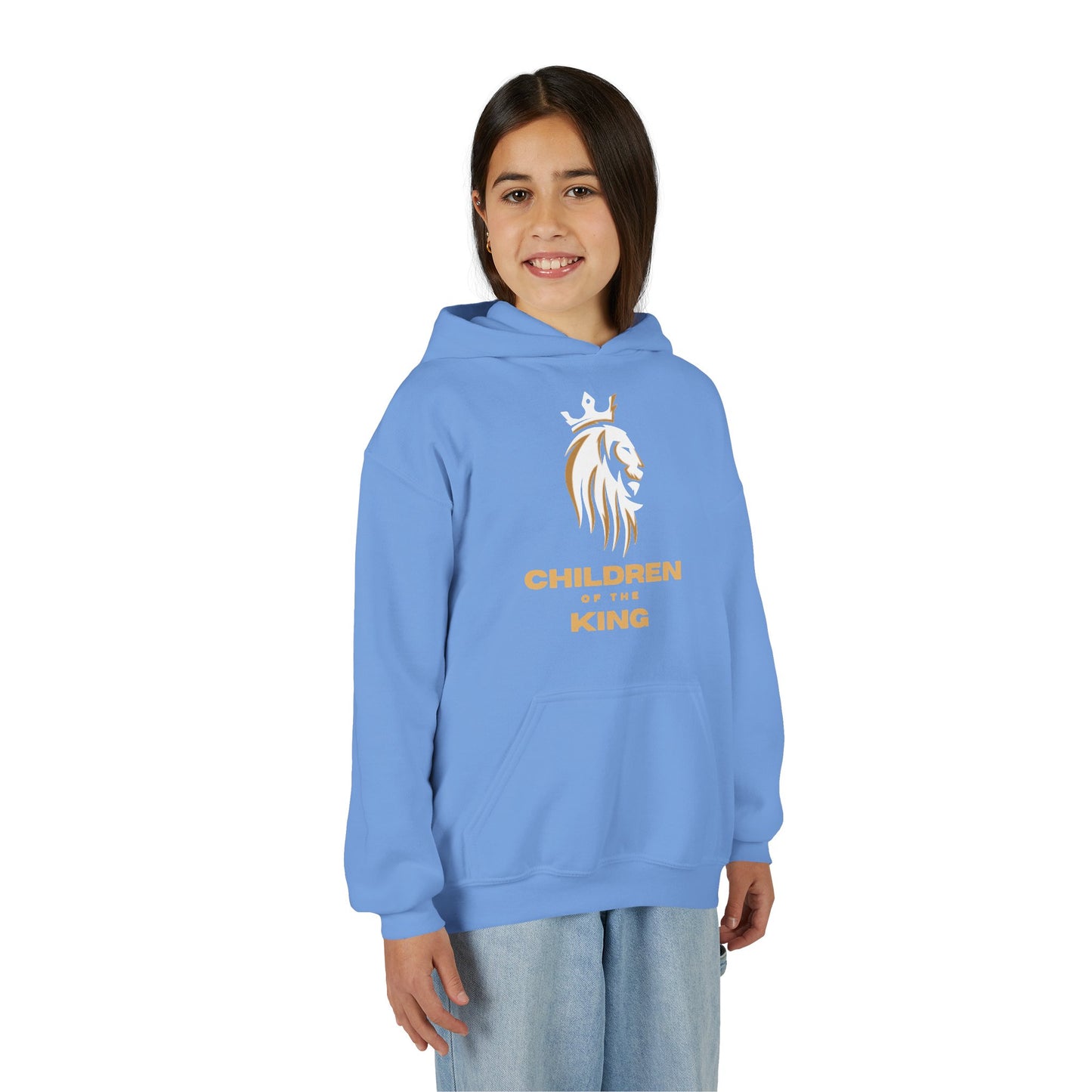 "Children of the King" Hoodie — WHITE Lion Design (Isaiah 54:13)