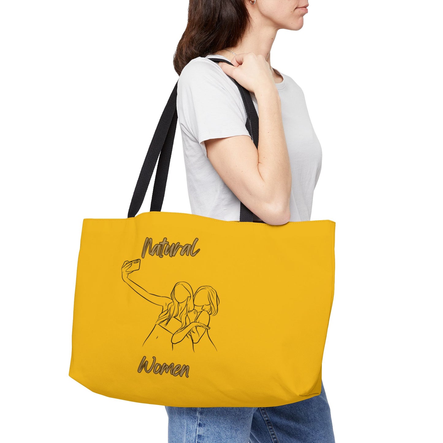 Natural Women Friends Selfie (BL) Weekender Tote Bag YELLOW