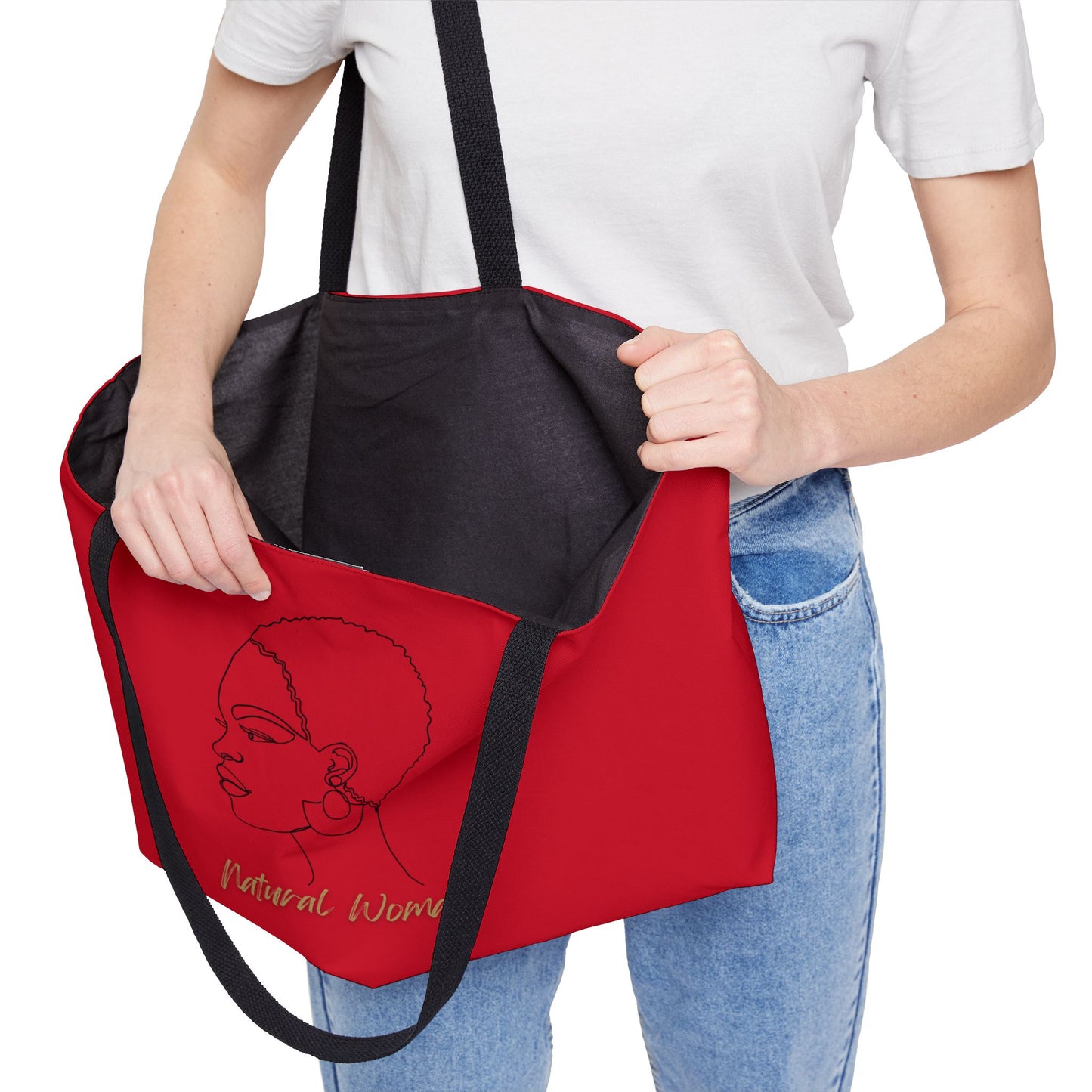 Natural Woman Finger Wave (BL) Weekender Tote Bag DARK RED