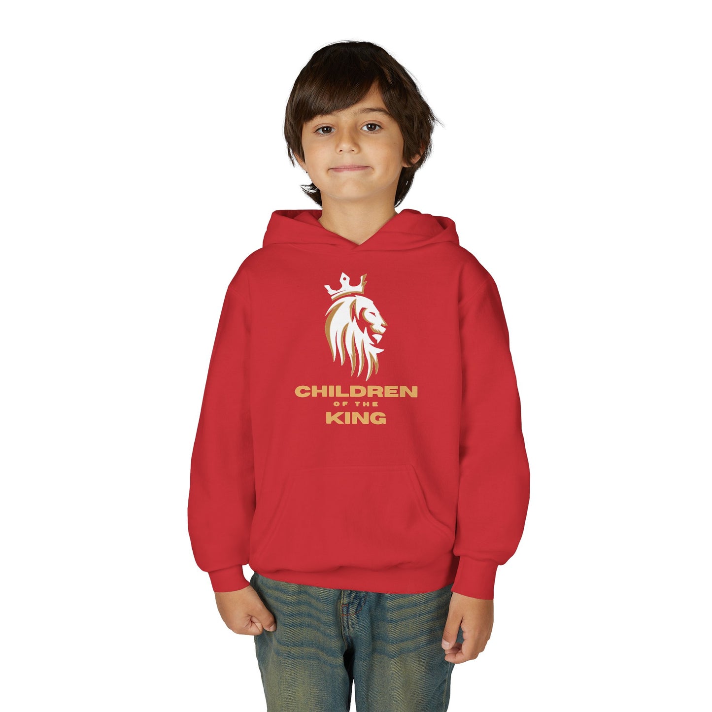 "Children of the King" Hoodie — WHITE Lion Design (Isaiah 54:13)