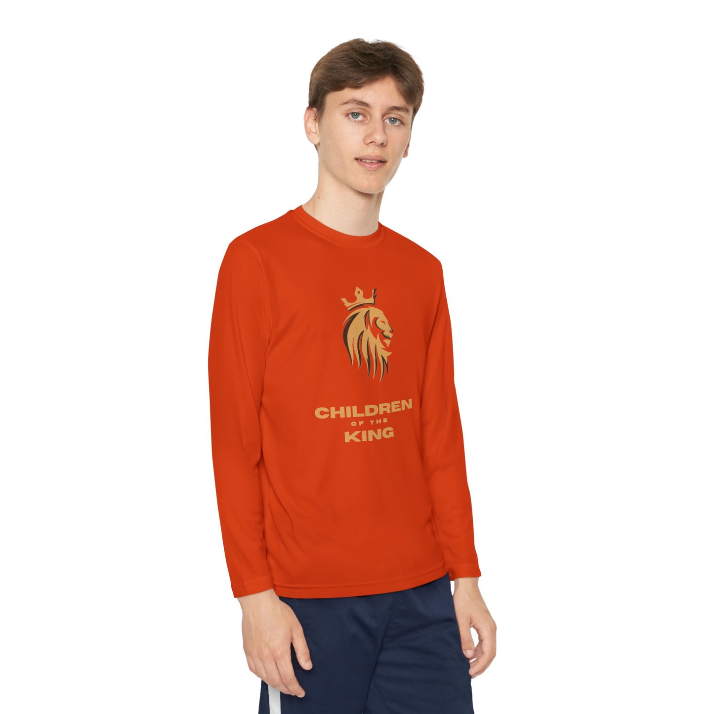 Children of the King Youth Long Sleeve Tee — Golden Lion Crest & Proverbs 22:6