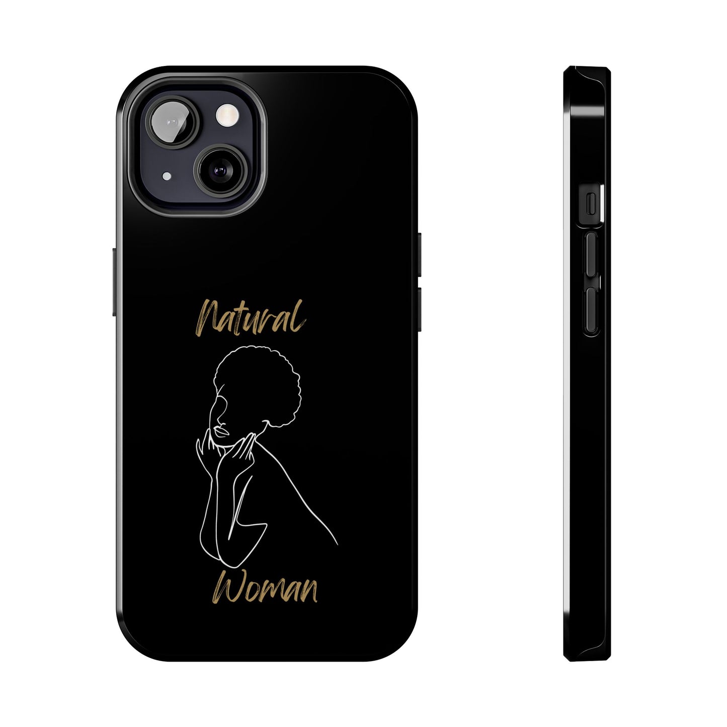 Natural Woman Cute Afro(WL)Tough Phone Cases BLACK