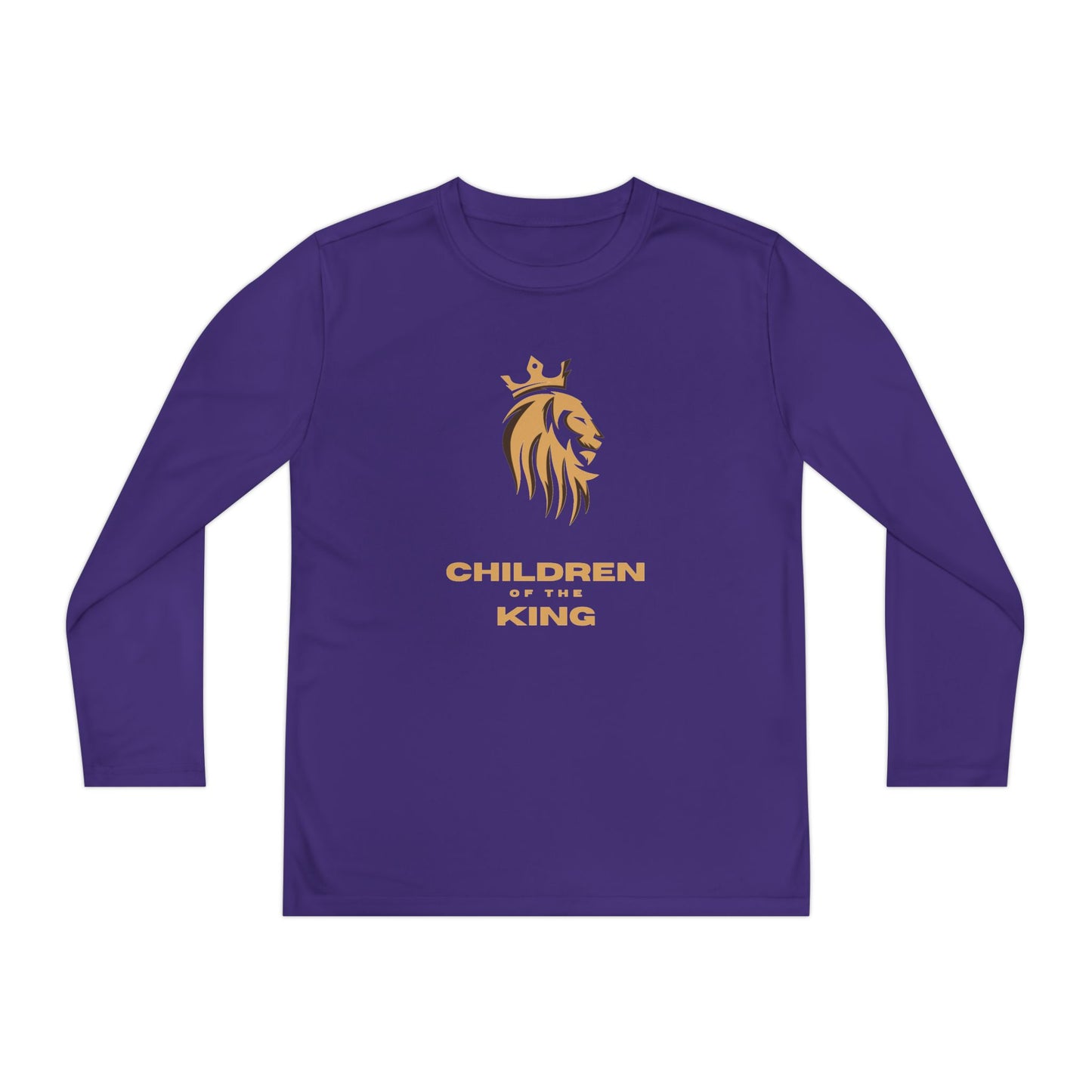 Children of the King Youth Long Sleeve Tee — Golden Lion Crest & Proverbs 22:6