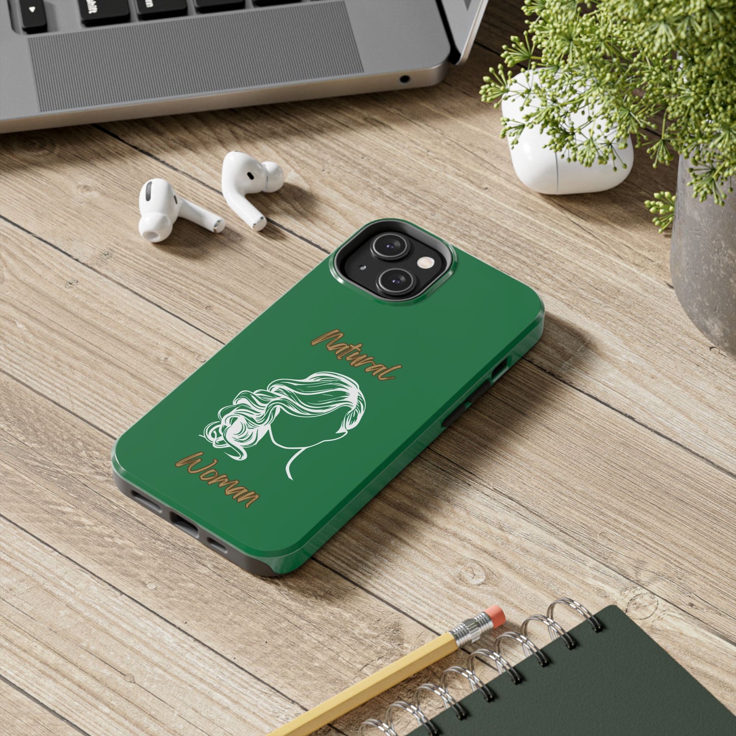 Natural Woman Long Curl (WL)Tough Phone Cases DARK GREEN