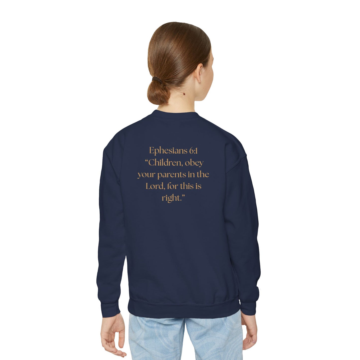 Kingdom Kids Youth Crewneck Sweatshirt - Faith-Inspired, Ephesians 6:1
