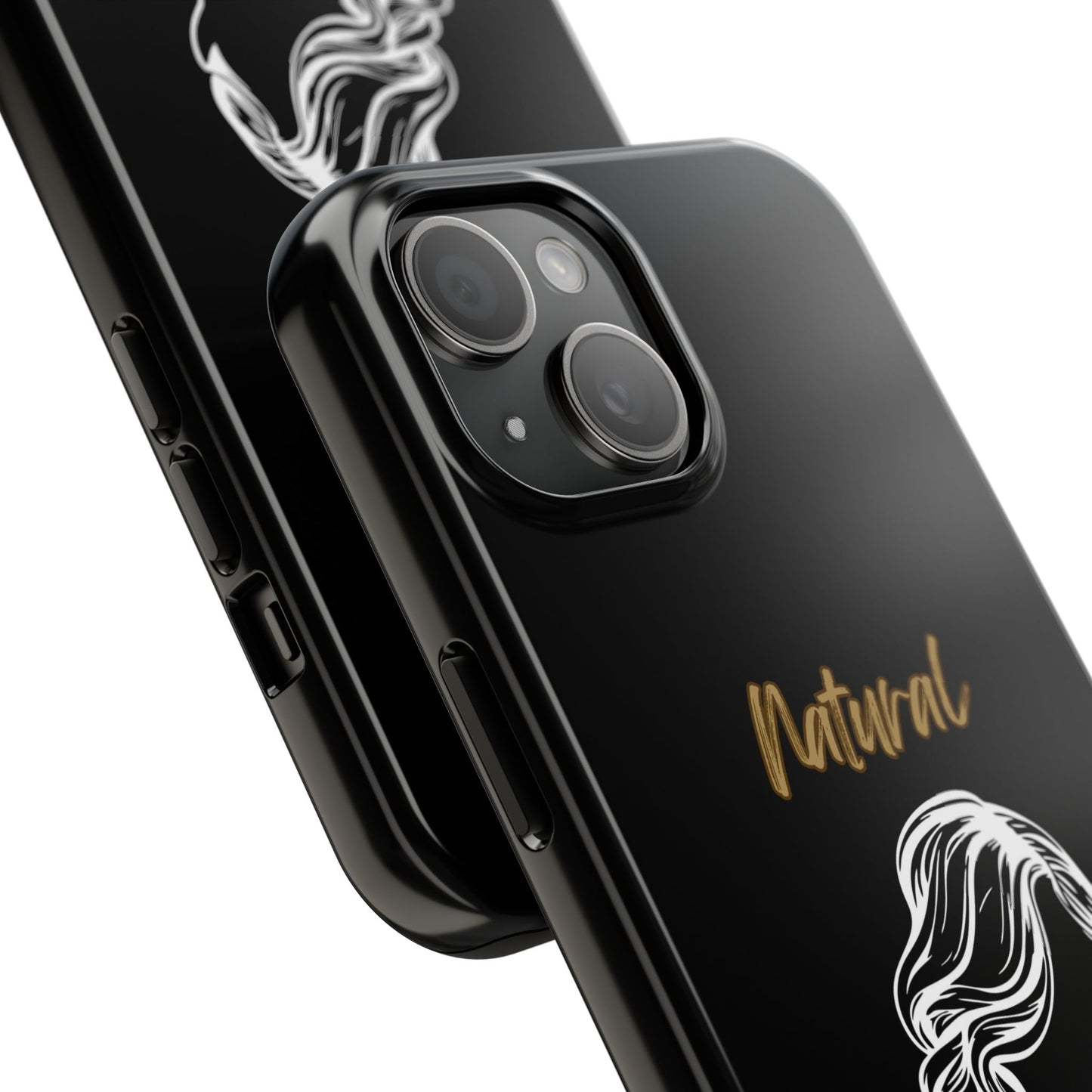 Natural Woman Long Curl (WL)Tough Phone Cases BLACK