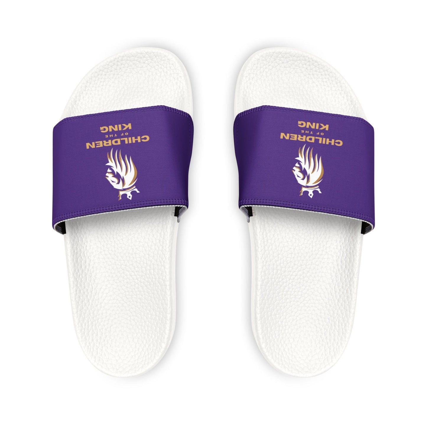 "Children of the King" WHITE Lion - PURPLE Youth Slide Sandals