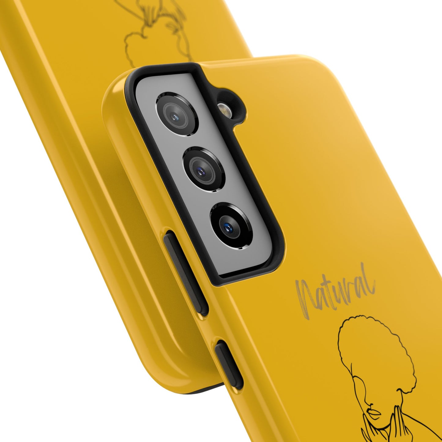 Natural Woman Cute Afro (BL)Tough Phone Cases YELLOW