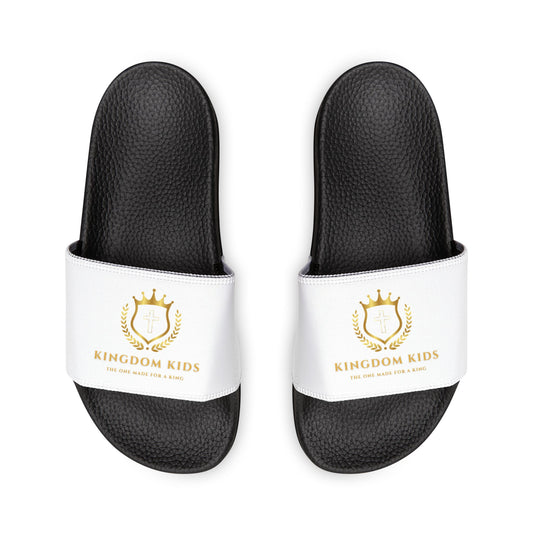 Kingdom Kids Youth Removable-Strap Sandals with Crown Design (Black/White)