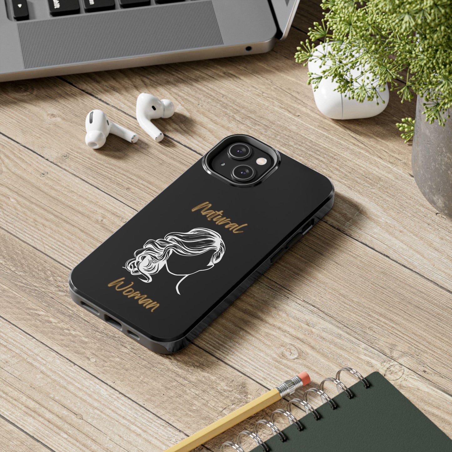 Natural Woman Long Curl (WL)Tough Phone Cases BLACK