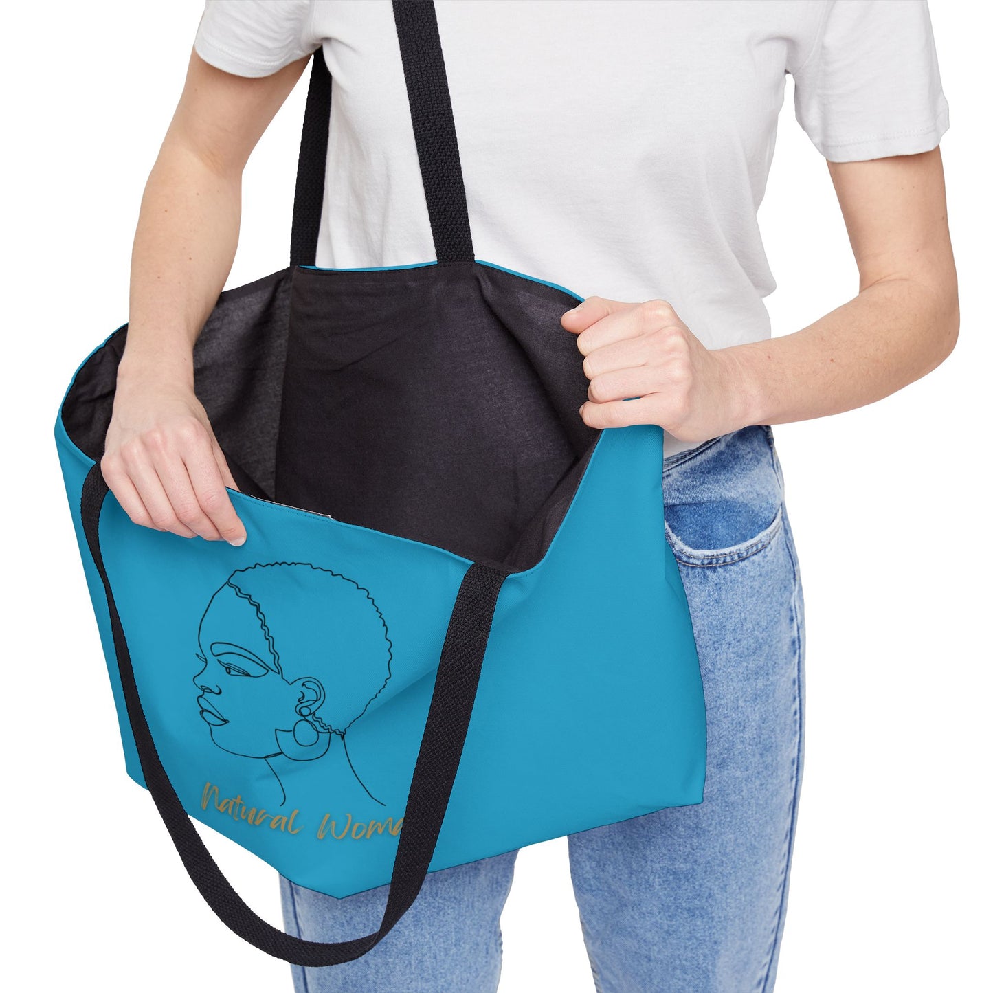 Natural Woman Finger Wave (BL) Weekender Tote Bag TURQUOISE