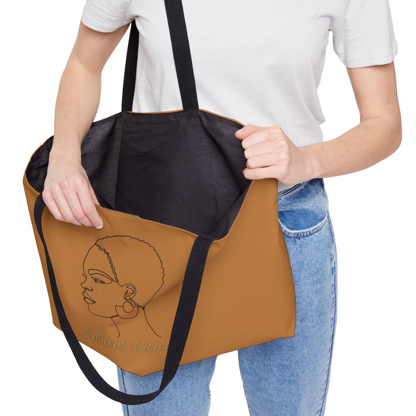 Natural Woman Finger Wave (BL) Weekender Tote Bag LIGHT BROWN
