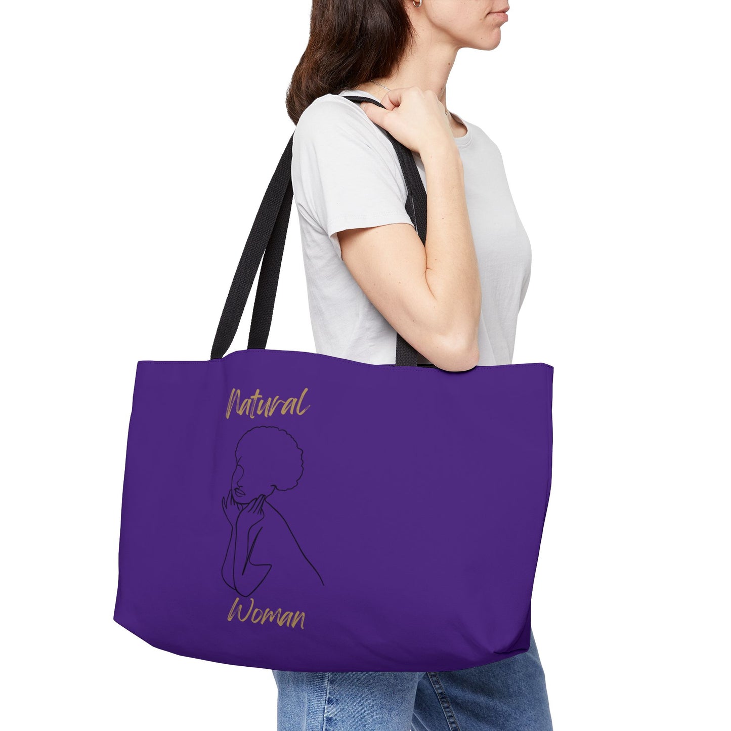 Natural Woman Cute Afro (BL) Weekender Tote Bag PURPLE