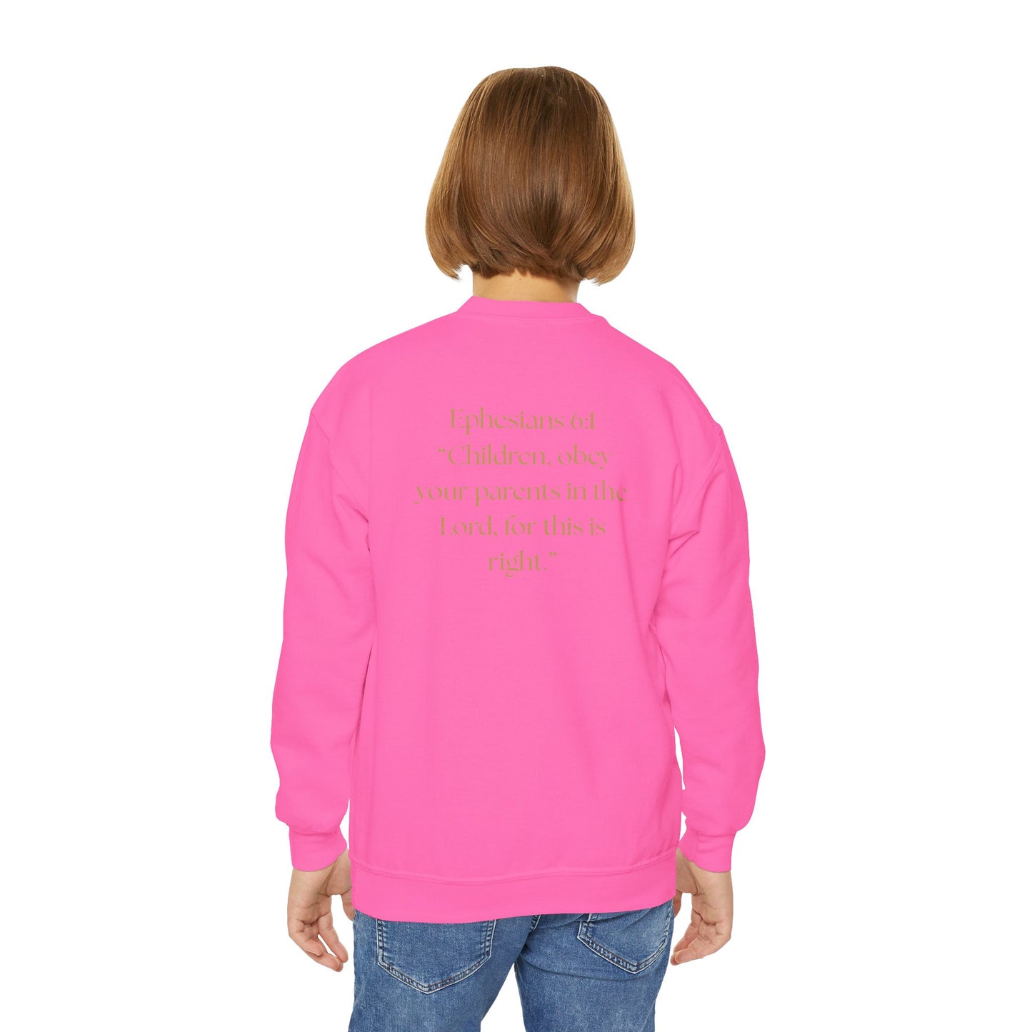 Kingdom Kids Youth Crewneck Sweatshirt - Faith-Inspired, Ephesians 6:1
