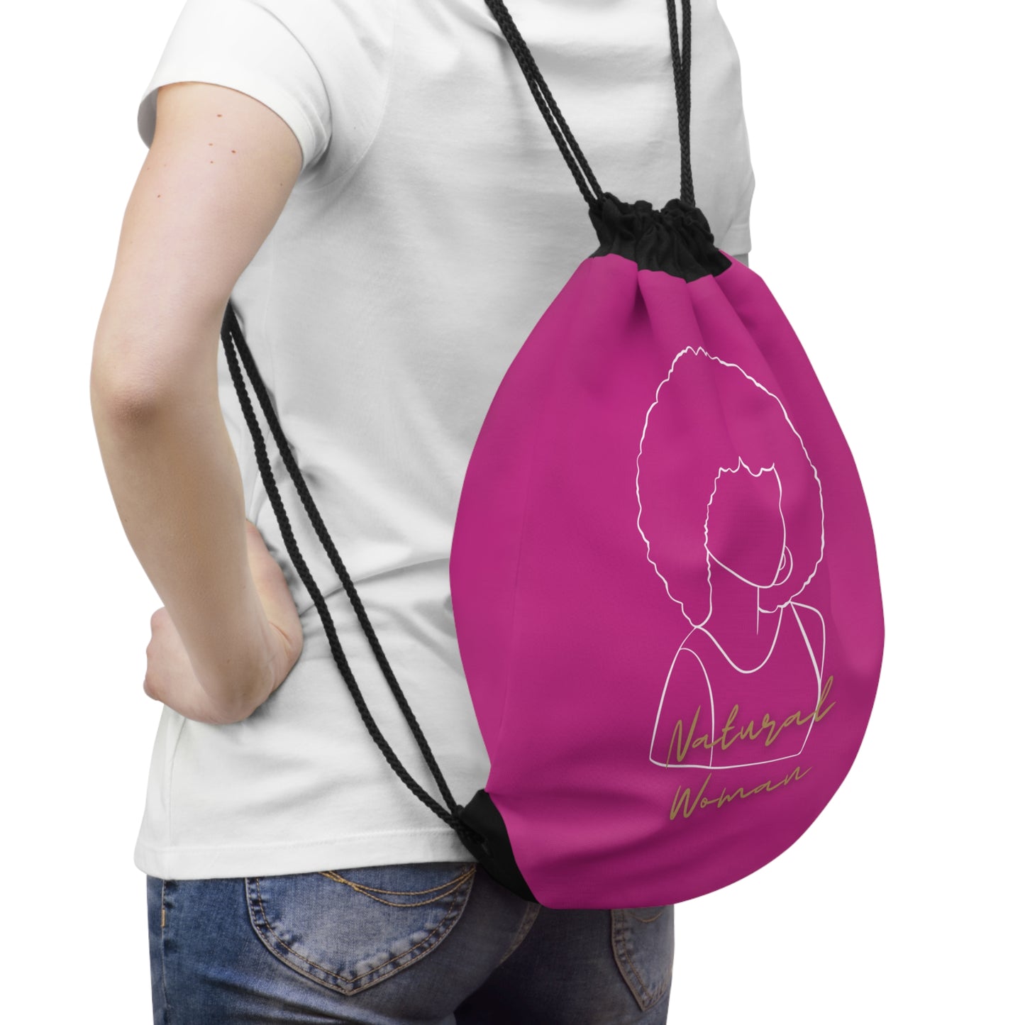 Natural Woman Afro (WL) Drawstring Bag PINK