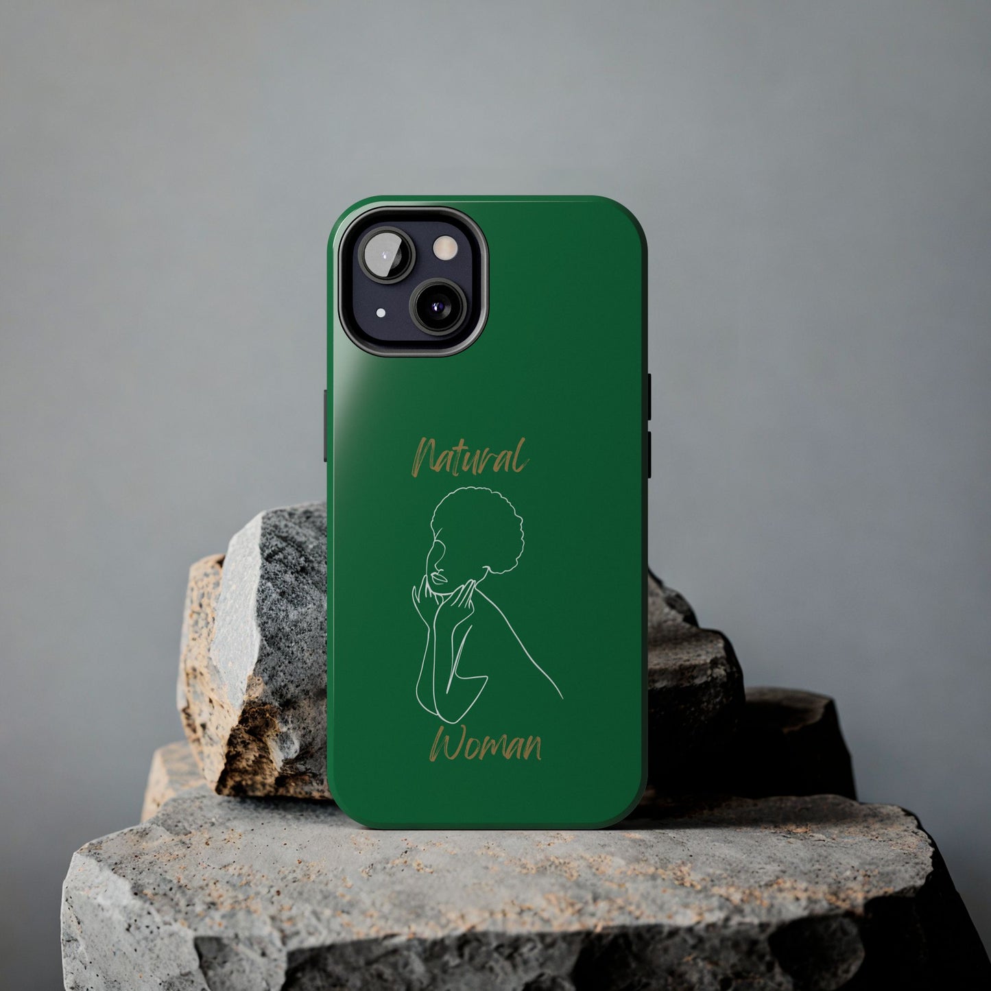 Natural Woman Cute Afro (WL)Tough Phone Cases DARK GREEN