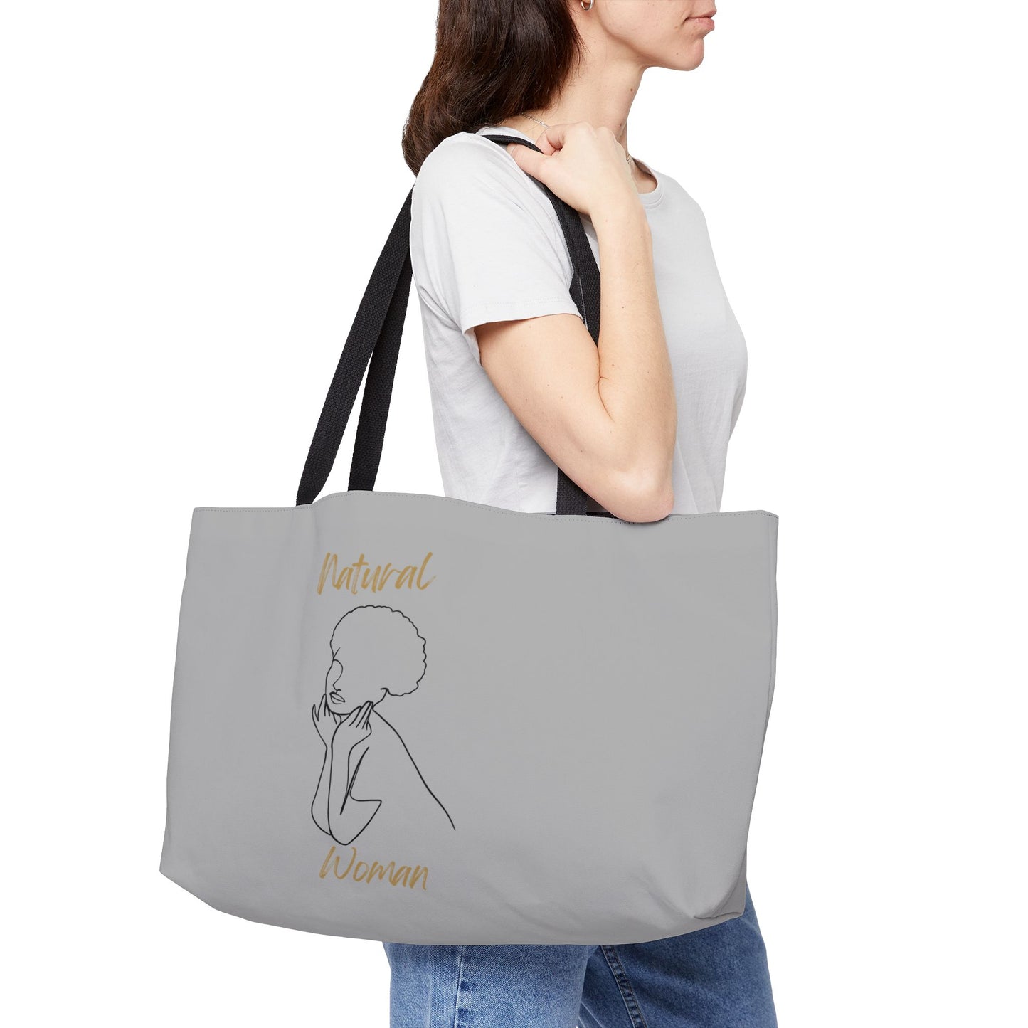 Natural Woman Cute Afro (BL) Weekender Tote Bag LIGHT GREY