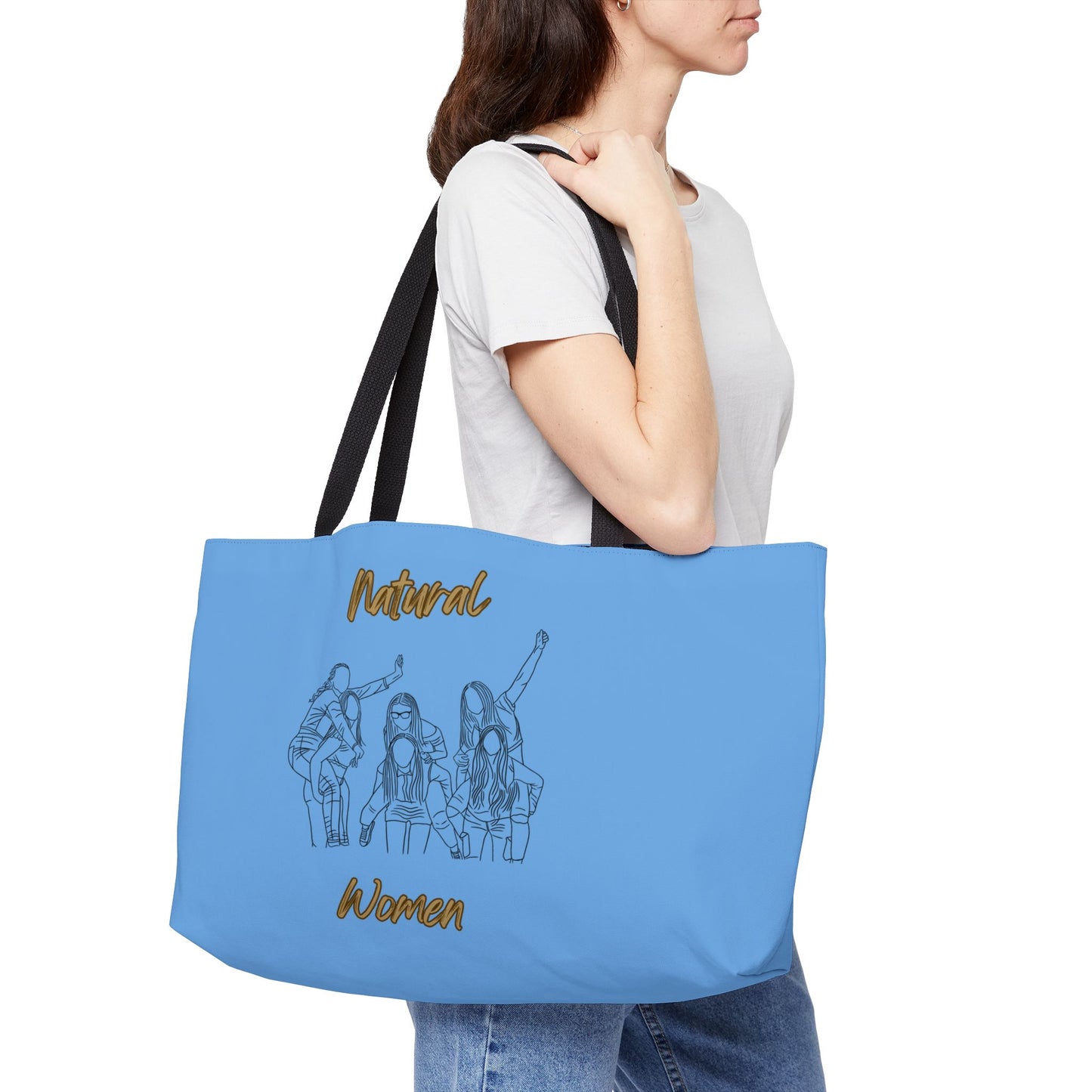 Natural Women Piggy Back (BL) Weekender Tote Bag LIGHT BLUE