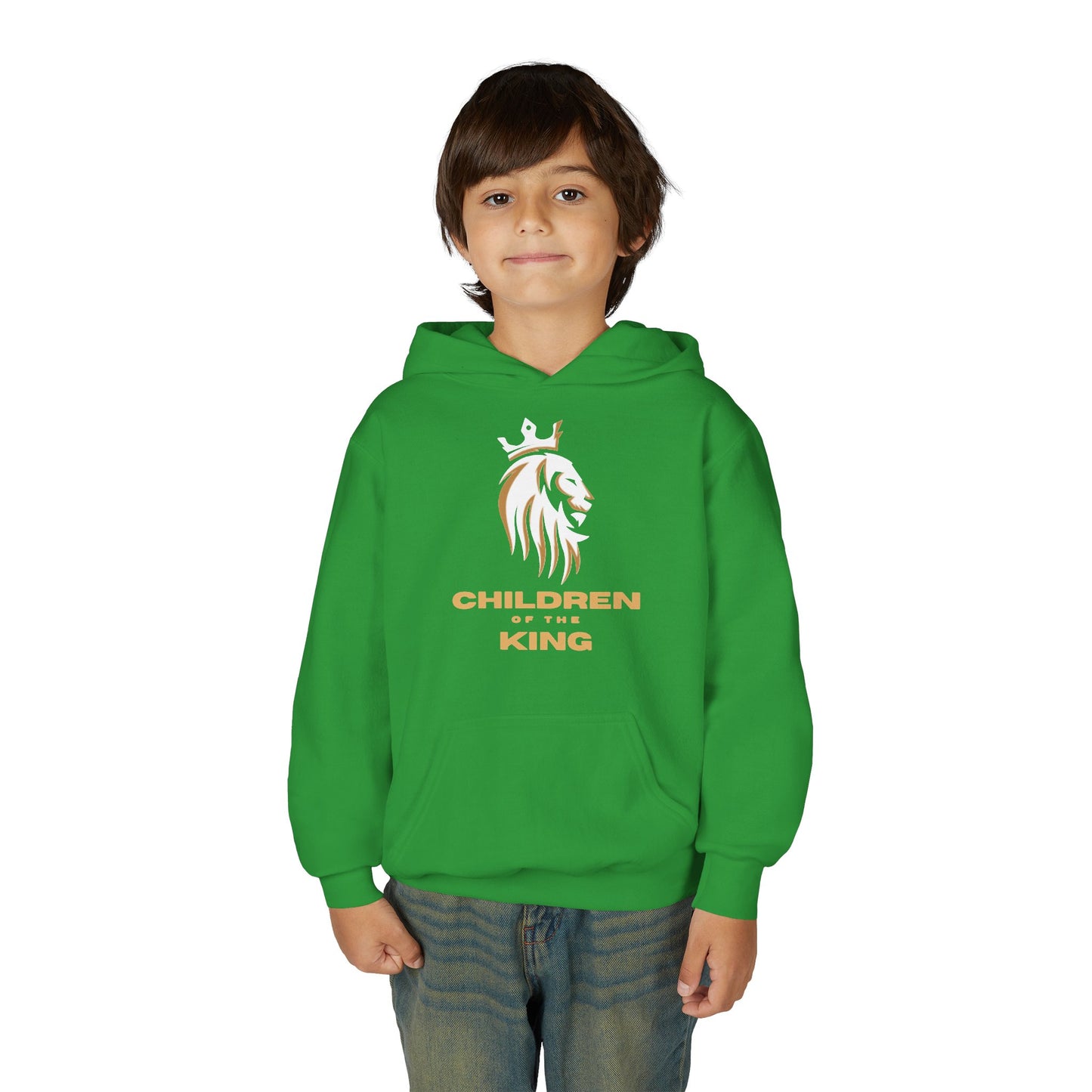 "Children of the King" Hoodie — WHITE Lion Design (Isaiah 54:13)