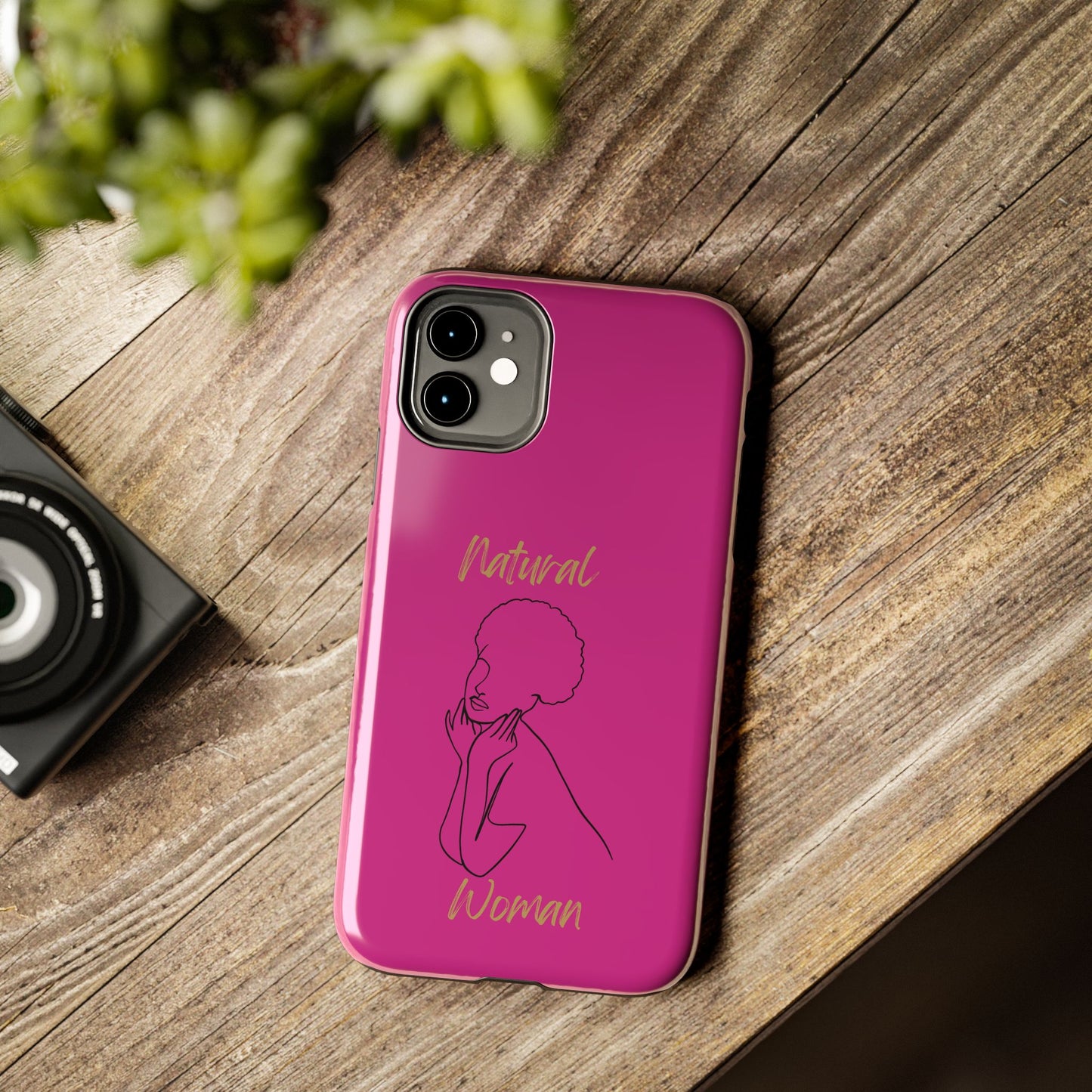 Natural Woman Cute Afro (BL)Tough Phone Cases PINK