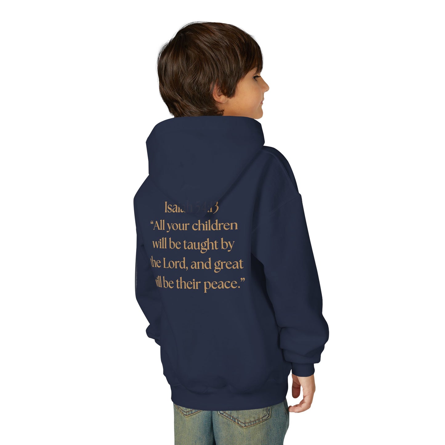 "Children of the King" Hoodie — WHITE Lion Design (Isaiah 54:13)