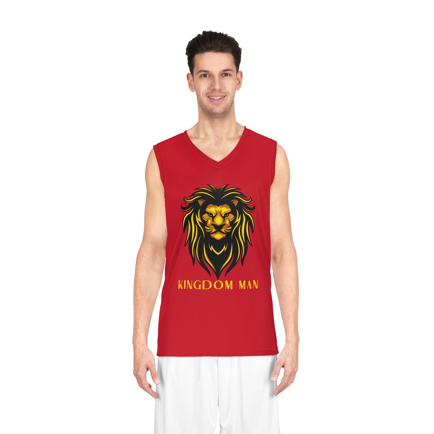 Kingdom Man (Gold) Basketball Jersey DARK RED