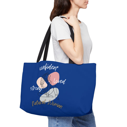 Natural Woman Strong Confident Loved (WL) Weekender Tote Bag DARK BLUE