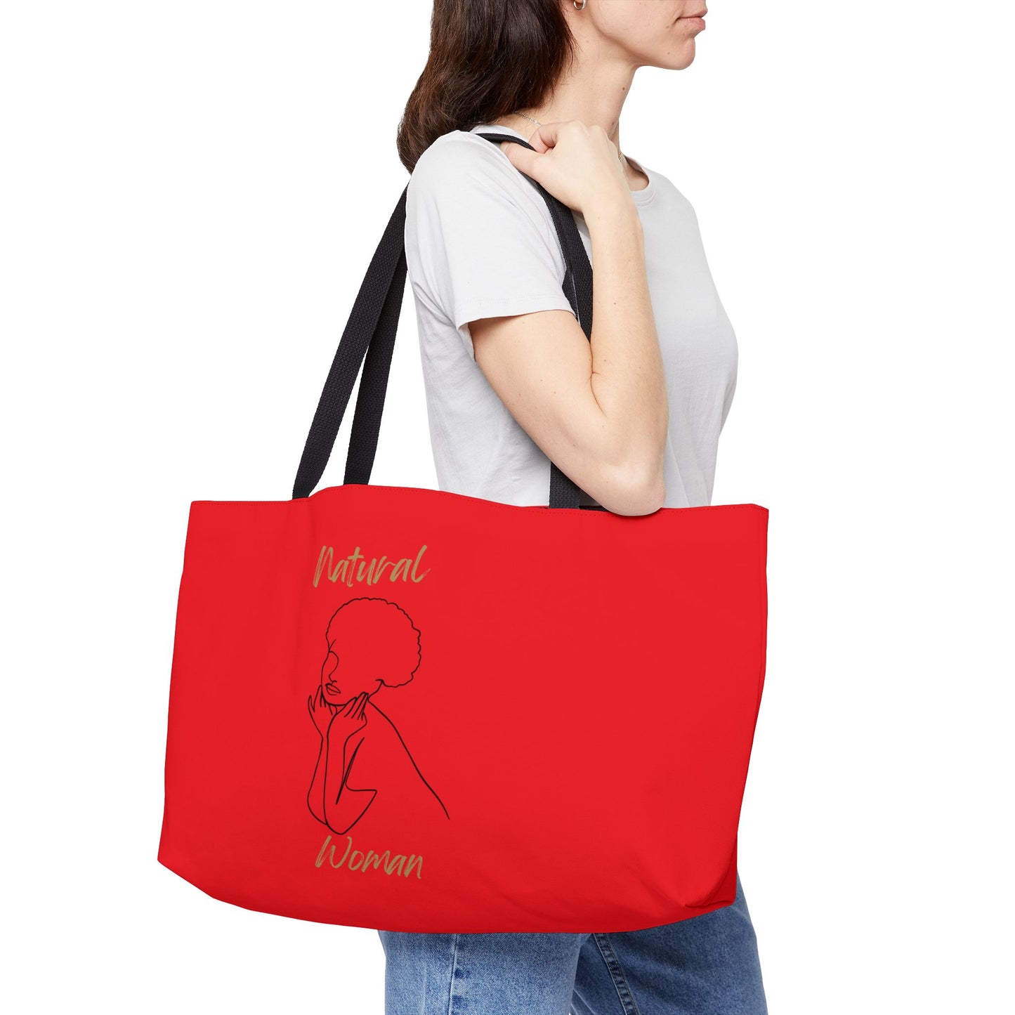 Natural Woman Cute Afro (BL) Weekender Tote Bag RED