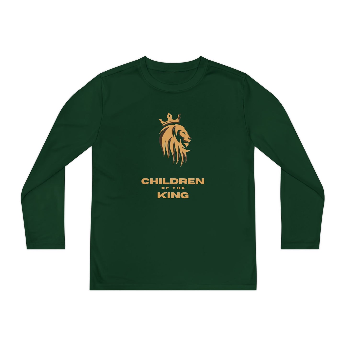 Children of the King Youth Long Sleeve Tee — Golden Lion Crest & Proverbs 22:6
