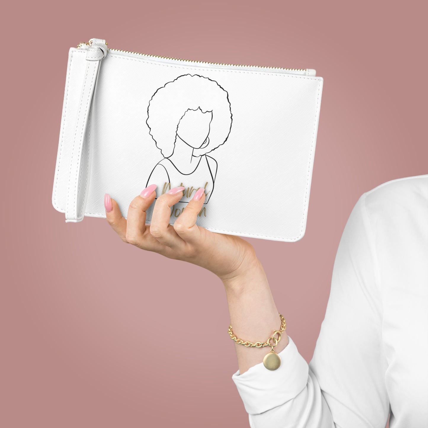 Natural Woman Afro (BL) Clutch Bag WHITE