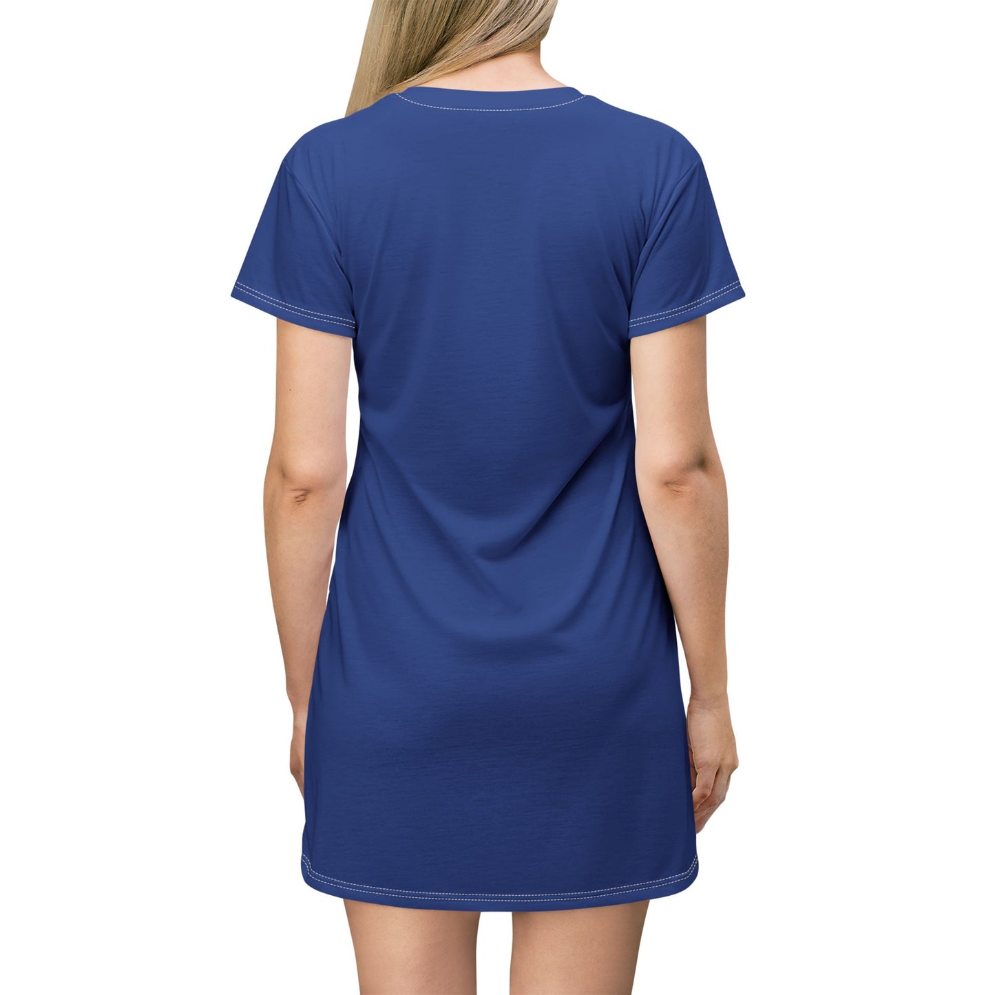 Strong Momma T-Shirt Dress (AOP/BL) Dark Blue