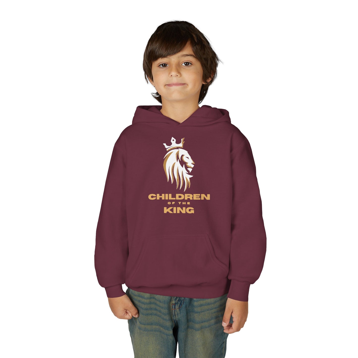 "Children of the King" Hoodie — WHITE Lion Design (Isaiah 54:13)