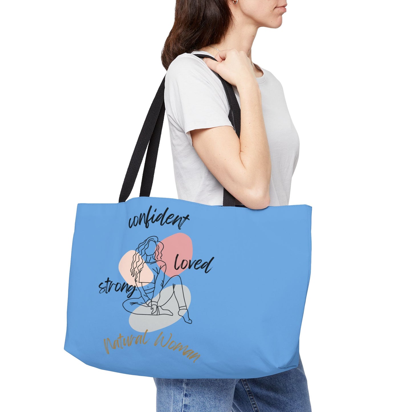 Natural Woman Strong Confident Loved (BL) Weekender Tote Bag LIGHT BLUE