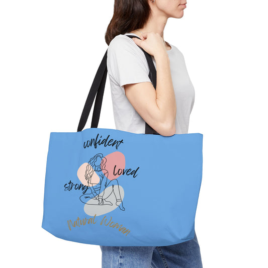 Natural Woman Strong Confident Loved (BL) Weekender Tote Bag LIGHT BLUE
