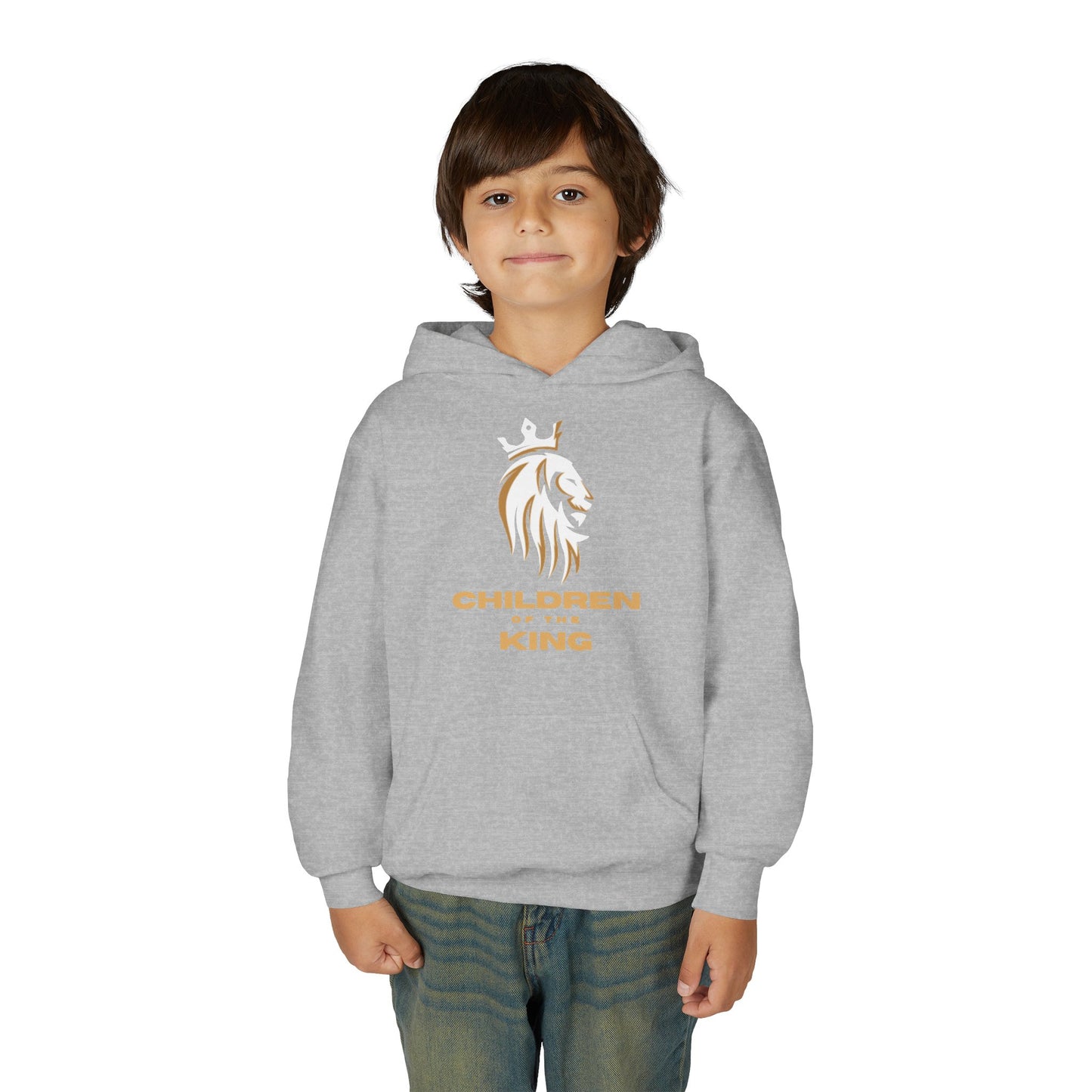 "Children of the King" Hoodie — WHITE Lion Design (Isaiah 54:13)