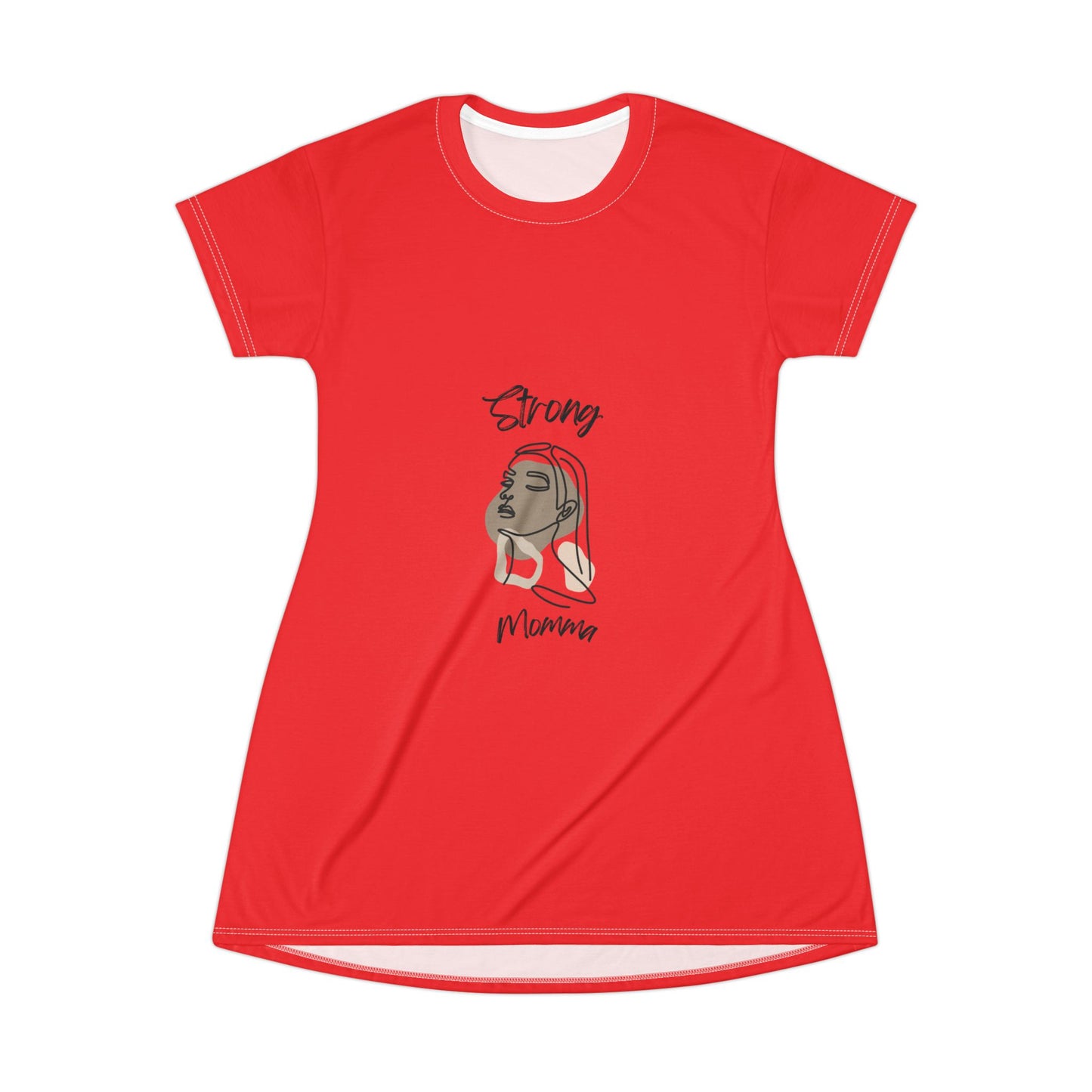 Strong Momma T-Shirt Dress (AOP/BL) Red