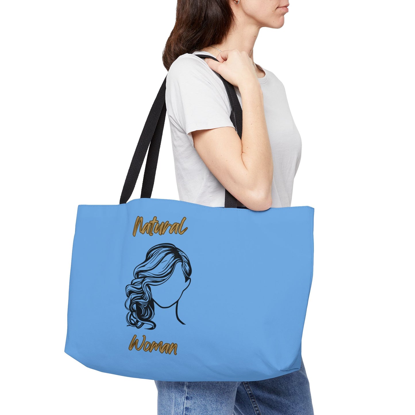 Natural Woman Long Curl (BL) Weekender Tote Bag LIGHT BLUE