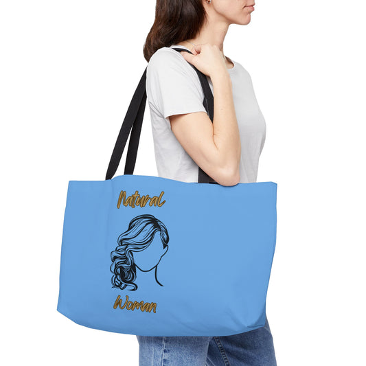 Natural Woman Long Curl (BL) Weekender Tote Bag LIGHT BLUE